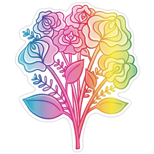 Rainbow Vulva Bouquet Die Cut Sticker