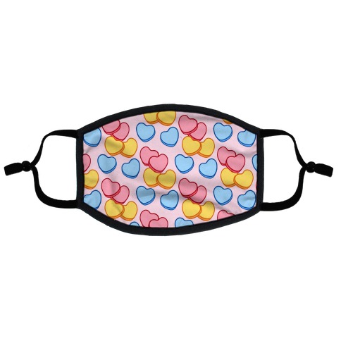 Candy Hearts Mask Pink Flat Face Mask
