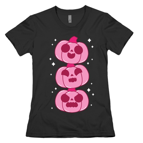 Kawaii Pumpkin Trio Pink Womens T-Shirt