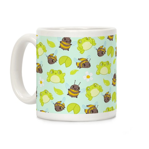 Cute Bees and Frogs Pattern Coffee Mug