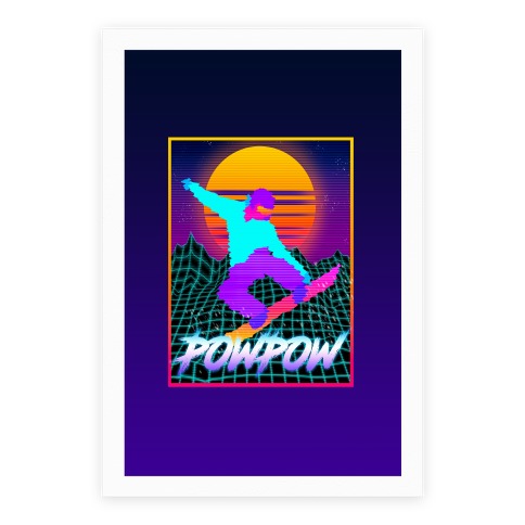 POWPOW Synthwave Snowboarder Poster