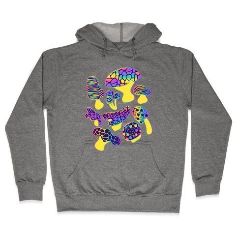 Psychedelic 90s Rainbow Animal Print Mushrooms Hooded Sweatshirt