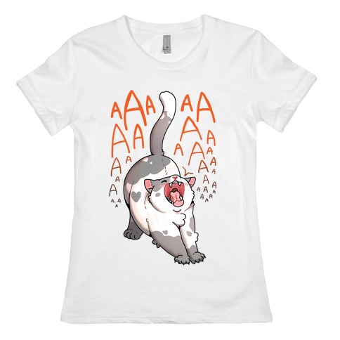 Screaming Yawning Cat Womens T-Shirt