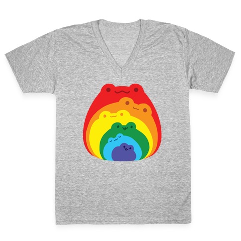 Frogs In Frogs In Frogs Rainbow V-Neck Tee Shirt