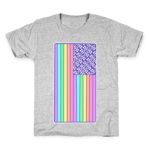 Pastel Gay Pride American Flag Kids T-Shirt
