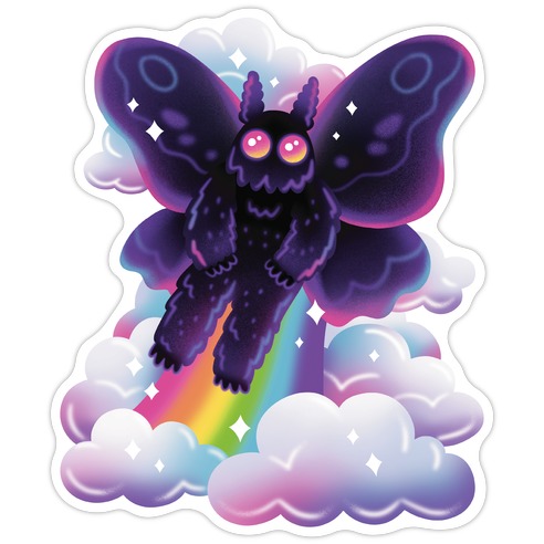 90s Neon Rainbow Mothman Die Cut Sticker