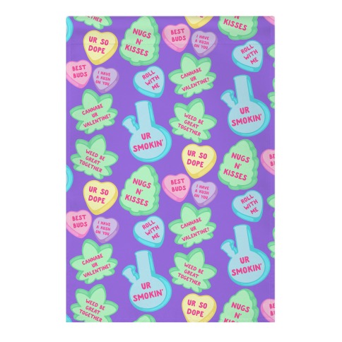 Weed Candy Hearts Pattern Garden Flag