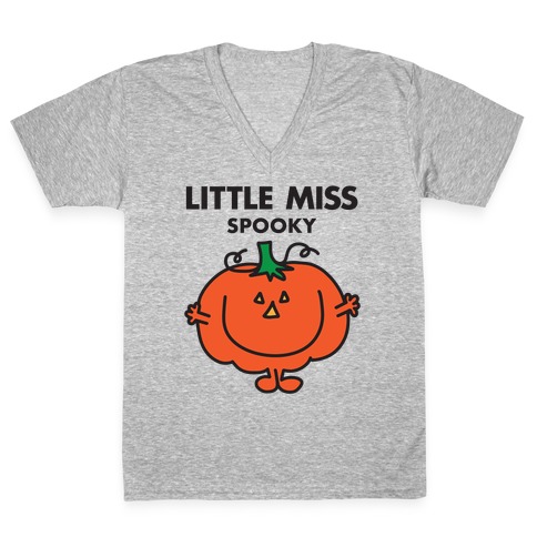 Little Miss Spooky Halloween Pumpkin V-Neck Tee Shirt