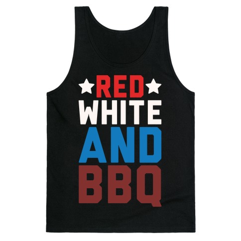 Red White And BBQ White Print Tank Top