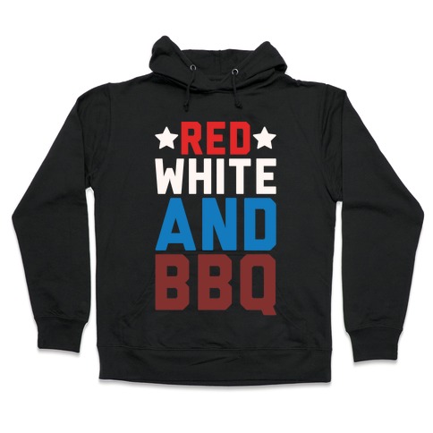 Red White And BBQ White Print Hooded Sweatshirt