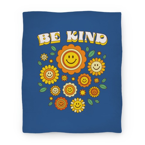 Be Kind Flower Power Smileys Blanket