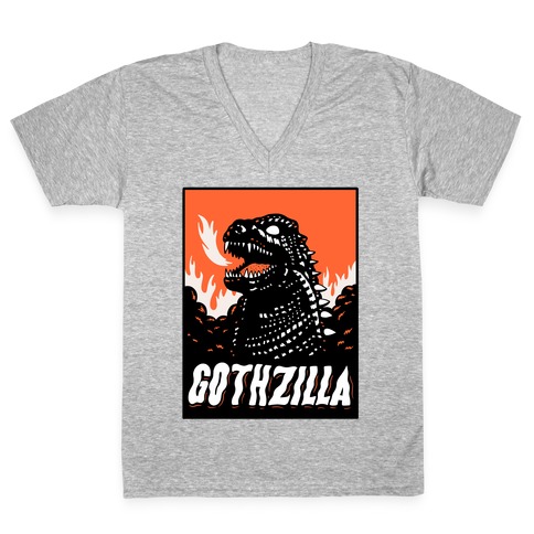 Gothzilla Goth Godzilla V-Neck Tee Shirt
