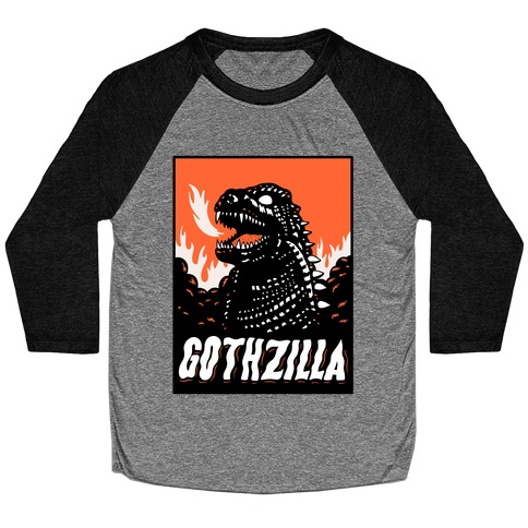 Gothzilla Goth Godzilla Baseball Tee