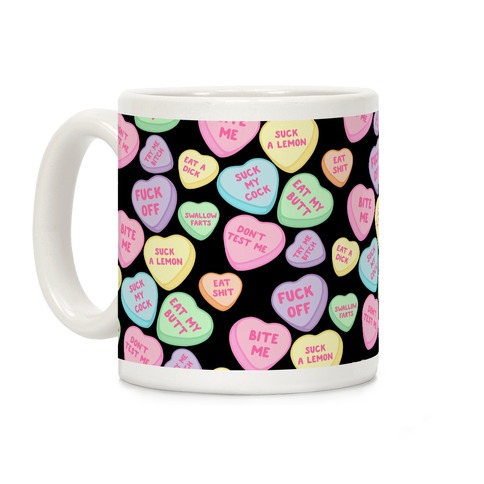 Rude Sassy Candy Hearts Pattern Coffee Mug