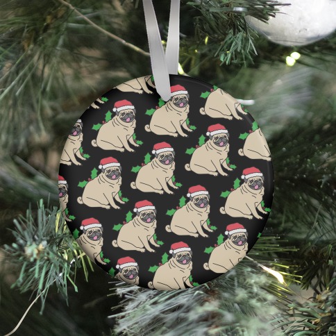 Christmas Pug Pattern Ornament