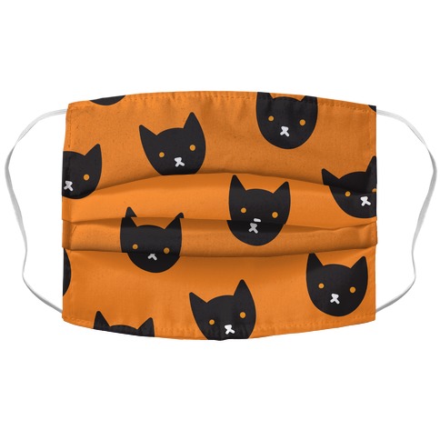 Black Cat Face Pattern Accordion Face Mask