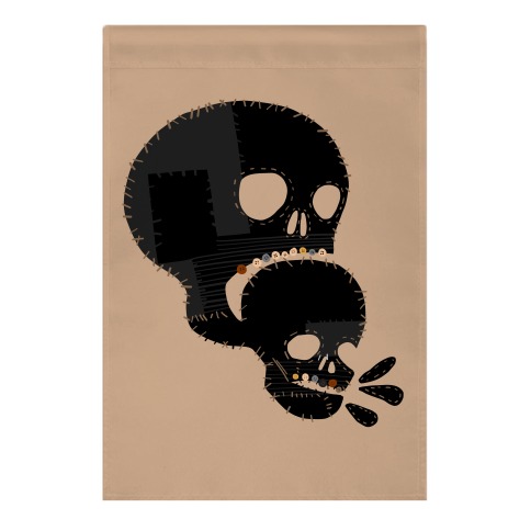 Stitched Skull Eating Another Skull  Garden Flag