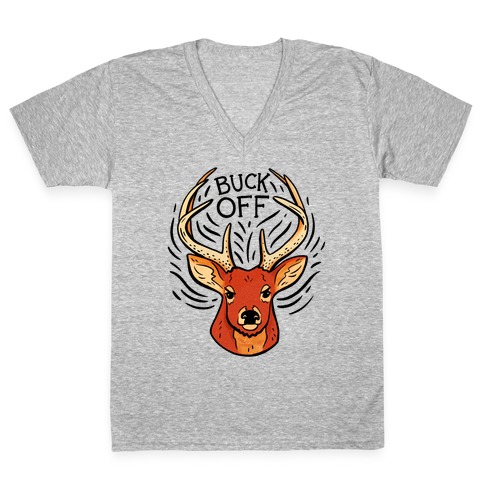 Buck Off Deer V-Neck Tee Shirt