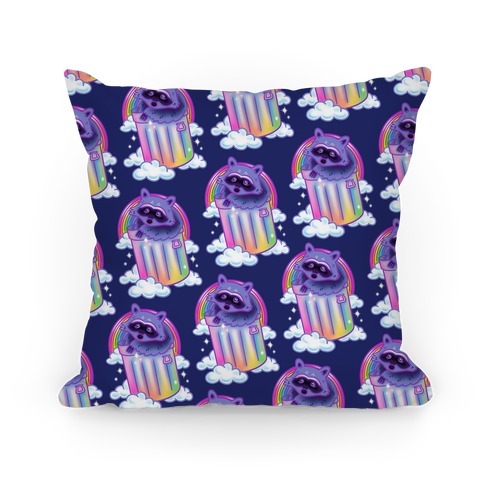 90s Rainbow Raccoon Pillow