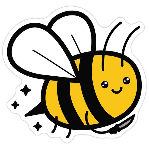 Bee With Knife Die Cut Sticker