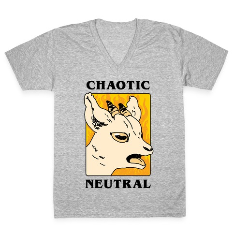 Chaotic Neutral Goat V-Neck Tee Shirt