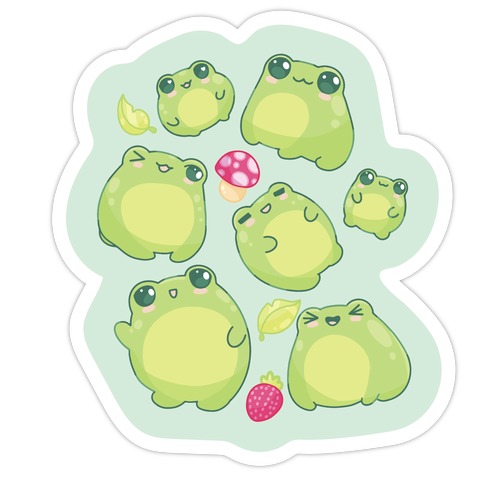 Kawaii Frogs Pattern Die Cut Sticker