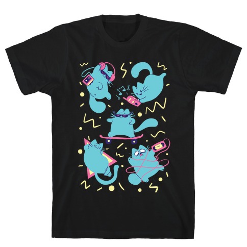90's Cats Pattern T-Shirt