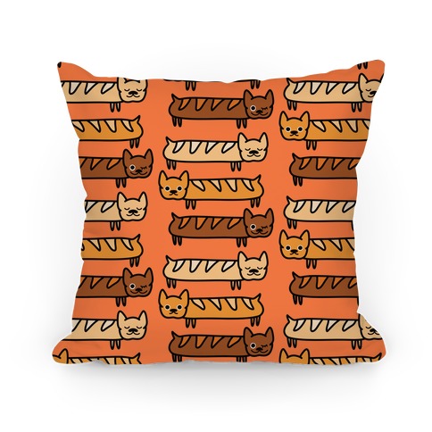 Frenchie Baguette Pattern Pillow
