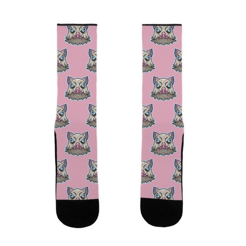 Inosuke Mad Boar Pattern Pink Sock