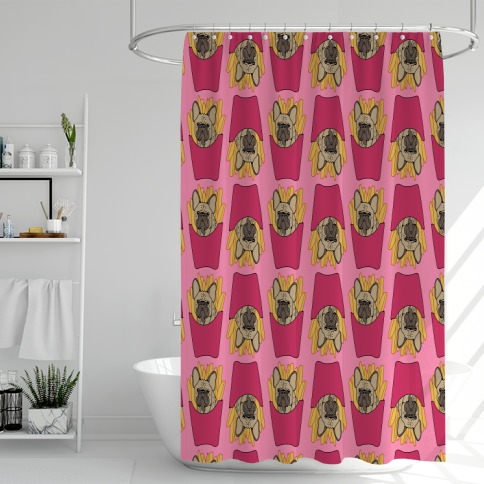 French Fry French Bulldog Pattern Shower Curtain