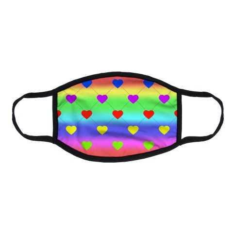Simple Heart Pattern rainbow Flat Face Mask