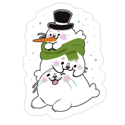 Seal Stack Snowman Die Cut Sticker