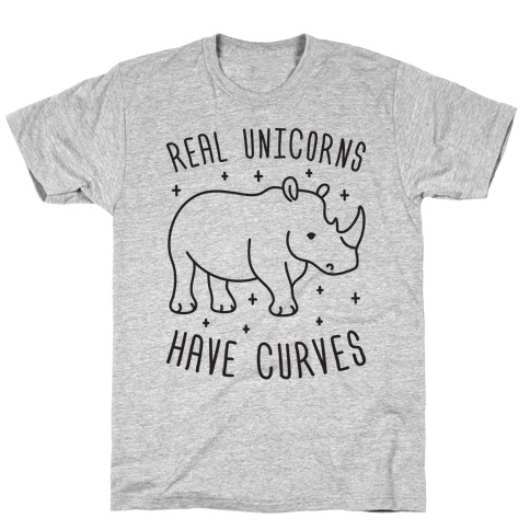 Real Unicorns Have Curves (Rhino) T-Shirt