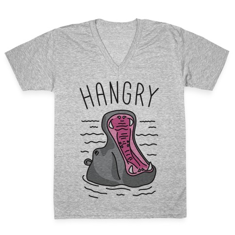 Hangry Hippo V-Neck Tee Shirt