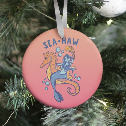 Sea-Haw Cowgirl Mermaid Ornament