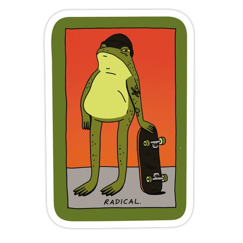 Radical Frog Skater Die Cut Sticker