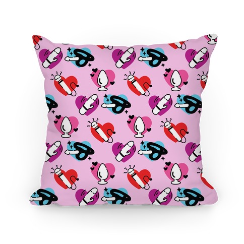 Good Vibrations Love Toy Pattern Pillow