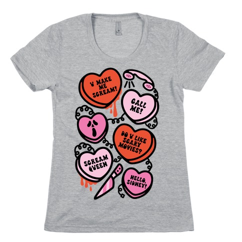 Scream Queen Candy Hearts Parody Womens T-Shirt