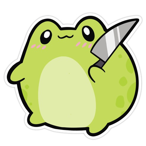 Cute Froggie With A Knife Die Cut Sticker
