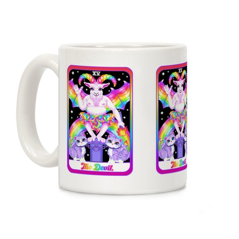 90s Neon Rainbow The Devil Tarot Coffee Mug