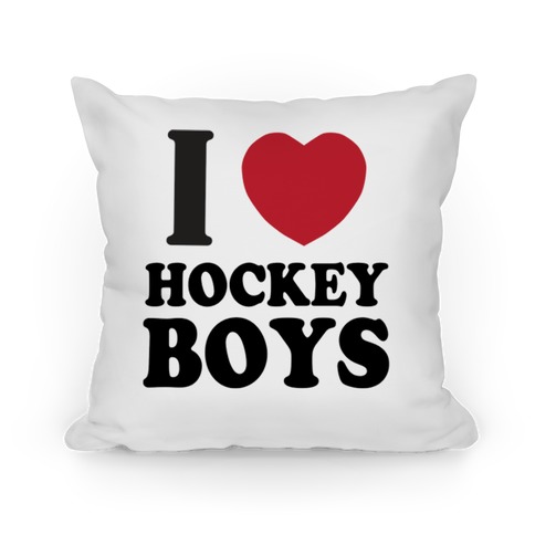 I Love Hockey Boys Pillow