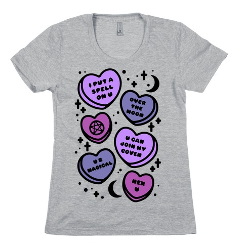 Witchy Candy Hearts Womens T-Shirt