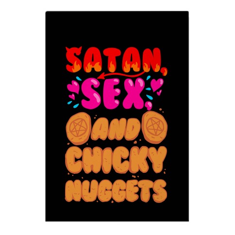 Satan, Sex, and Chicky Nuggets Garden Flag