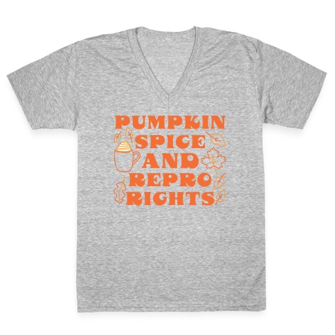 Pumpkin Spice and Repro Rights V-Neck Tee Shirt