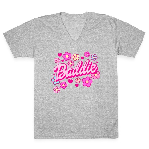Baddie Barbie Parody V-Neck Tee Shirt
