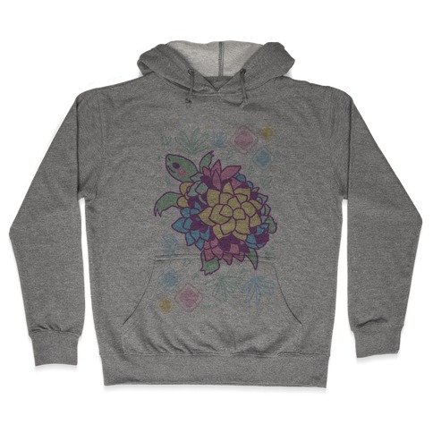 Pastel Succulent Turtle Hooded Sweatshirt