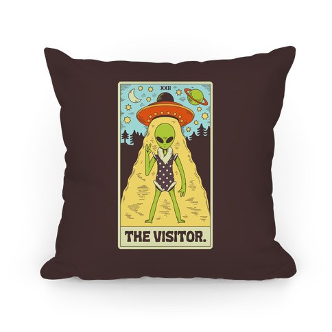 The Visitor Alien Tarot Card Pillow