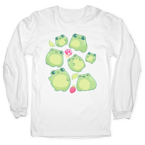 Kawaii Frogs Pattern Long Sleeve T-Shirts