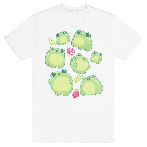 Kawaii Frogs Pattern T-Shirt