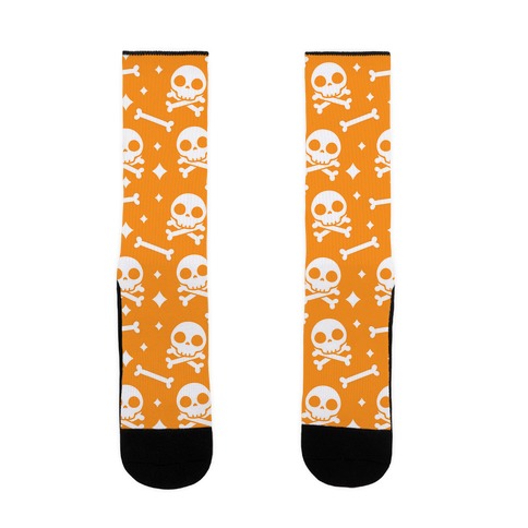 Cute Skull N' Bones Pattern (Orange) Sock
